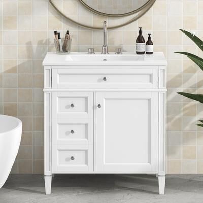 JimsMaison "30'' MDF Bathroom Vanity with Top Sink and Storage Cabinet - 30"" x 18"""