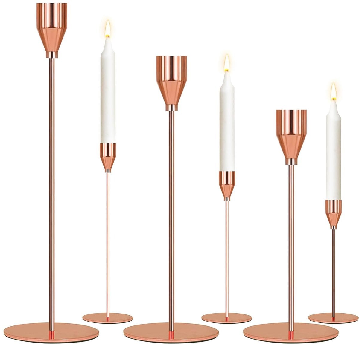 Ibenzoa Elegante Metalen Kaarsenhouder Set voor Pilaarkaarsen