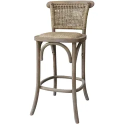 Chic Antique Französischer Barhocker mit Sitz und Rückenlehne, 43,5 x 51,5 x 103 cm, natur