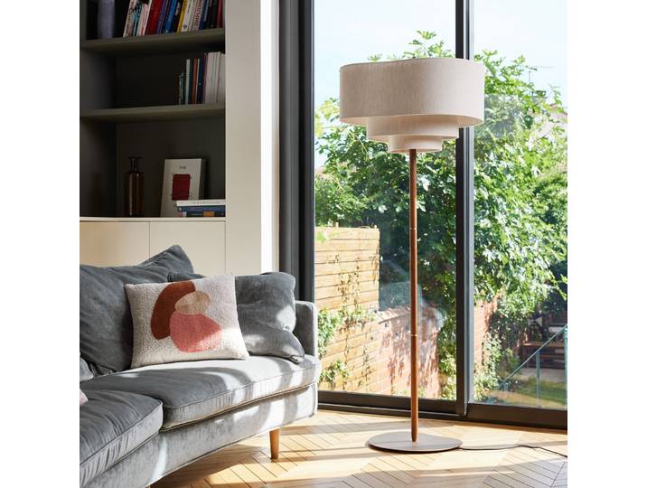 Lampadaire textile Pebble, crème - MARKET SET - Salon / séjour - Design - Tissu / textile - Avec abat-jour