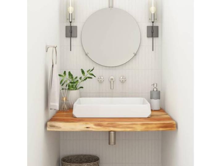 PTUGUOF Waschtischplatte 80x60x3,8 cm Rechteckig Massivholz Akazie Naturkante, Robust, Langlebig, Vielseitig Als Regal Oder Schrankplatte