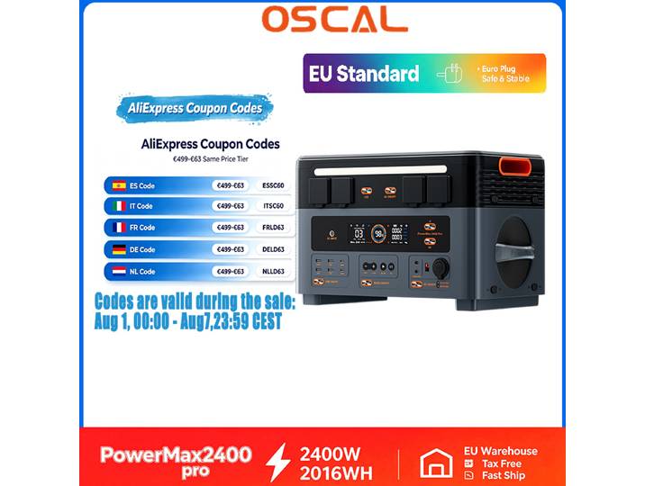 Station d'alimentation portable Oscal PowerMax 2400pro 2400 * 2W 3892WH, cellule solaire, camping en plein air, maison, alimentation de secours, banque d'alimentation mobile
