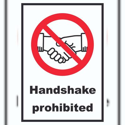 HB-Druck Handshake prohibited Schild No handshake Symbol und Text Schild A0 (841x1189mm)