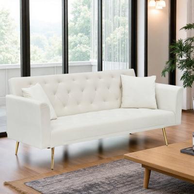 "71"" Velvet Convertible Loveseat Sofa with American Retro Style for Small Spaces"