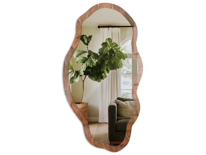 SPIEGEL 90x45 cm asymmetrisch mit Druck - Steintextur