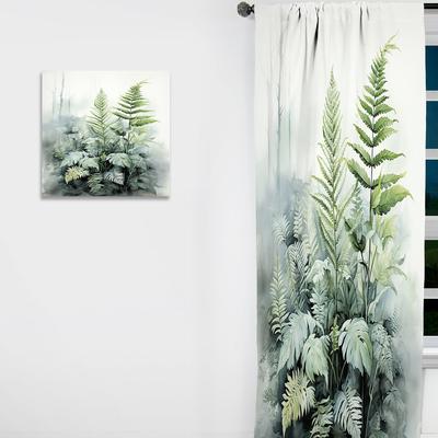 DESIGN ART "Designart ""Minimal Ferns Emerald Reverie I"" Ferns Curtain - Blackout Floral Curtain - 1 Panel"