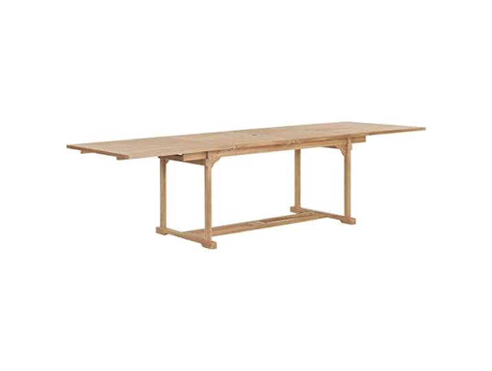 FDSAQOPT Garten-Ausziehtisch 180-280x100x75 cm Massivholz Teak Teakholz, technisch getrocknet, fein geschliffen, 2 Verlängerungsstücke, Schirmloch, einfacher Aufbau, Garten Hof Terrasse