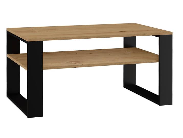 Table basse avec étagère LAUREN 2 – chêne artisan / noir