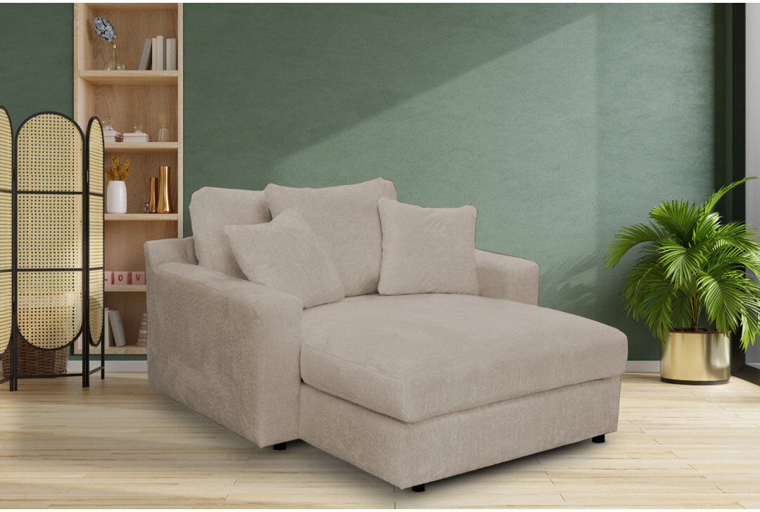 Brayden Studio Caegan Upholstered Chaise Lounge Taupe Boucle 95cm H X 150cm W X 170cm L