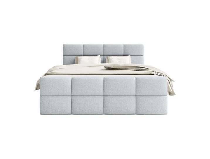 Lit boxspring en tissu chenille 180x200 cm, argent