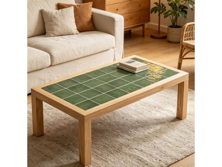 Luxuriöser rechteckiger Couchtisch, handgefertigtes massives gebogenes Holz Einteiliger montagefreier Couchtisch, stabil pflegeleicht, natürliche Holzmaserung(Natural,31.5x17.7 )