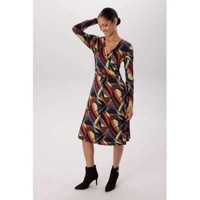 Jerseykleid ANISTON SELECTED, Damen, Gr. 40, N-Gr, bunt (orange, terra, schwarz, kiwi, anthra, flieder, hellblau), Single Jersey, Obermaterial: 95% Viskose, 5% Elasthan, bedruckt, gemustert, figurbetont kniebedeckend, V-Ausschnitt, Kleider...