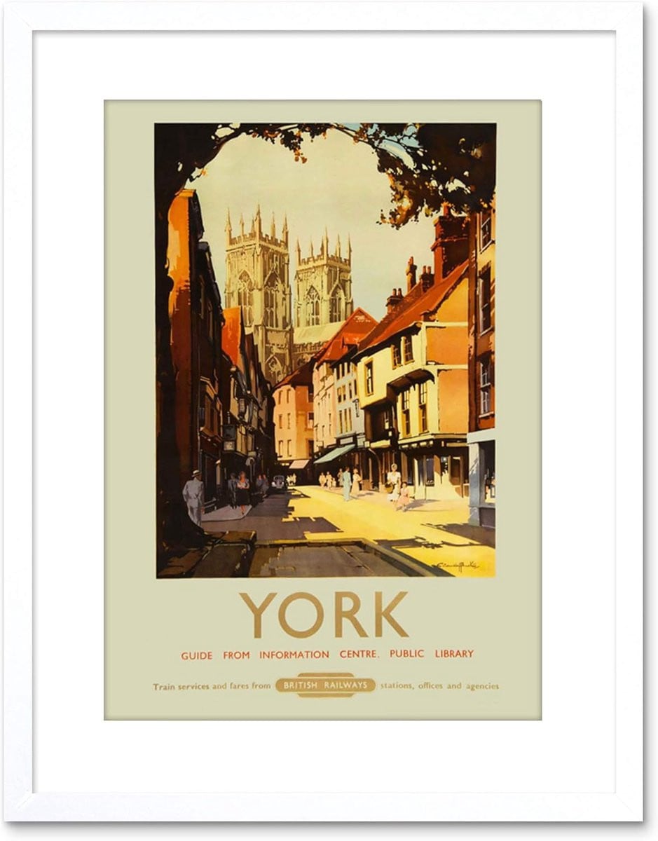 Kunst Print Decoratie Poster met Wit Houten Frame, 23 x 18 cm