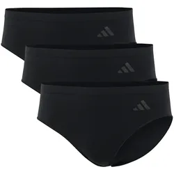 adidas Damen Slips, 3er Pack - Sport Active Seamless, Hipster, Unterwäsche, Logo, einfarbig Schwarz / L