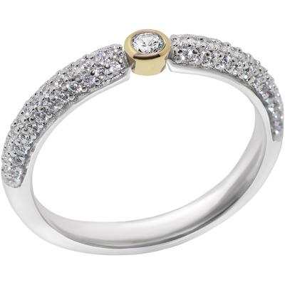 Fingerring FIRETTI "Schmuck Geschenk Silber 925 Damenring Verlobungsring Ring" Gr. 56, gold (silberfarben, gelbgoldfarben, kristallweiß), Fingerringe, Damen, 56, Silber 925 (Sterlingsilber), 3mm, Fingerring, mit Zirkonia (synth.)