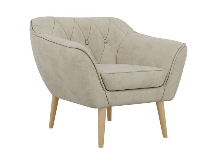SESSEL PIRS - Beige Velvet - Holzbeine