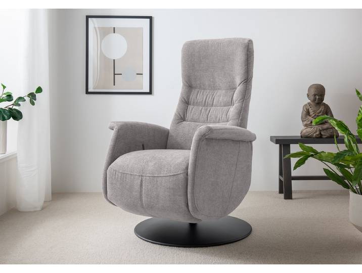 home24 Relaxfauteuil grijs Geweven stof Jimin 72 x 118 x 85cm