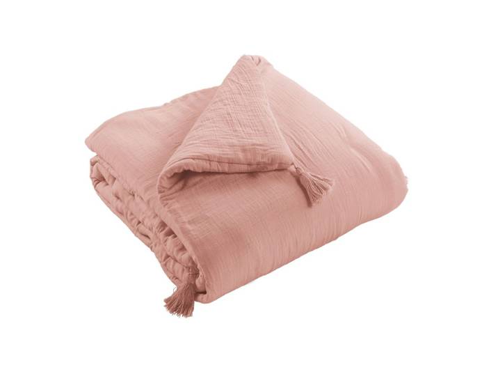 Edredon gaze de coton uni 150x150 cm