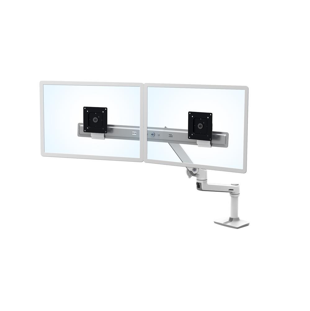 Ergotron LX Dual Monitorarm für zwei Monitore bis 63,5 cm 25 Zoll nebeneinander Tischhalterung weiß 45-489-216