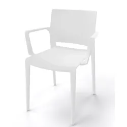 Robuster Stapelstuhl Bakhita B - mit Armlehne für Garten und Wohnbereich weiß