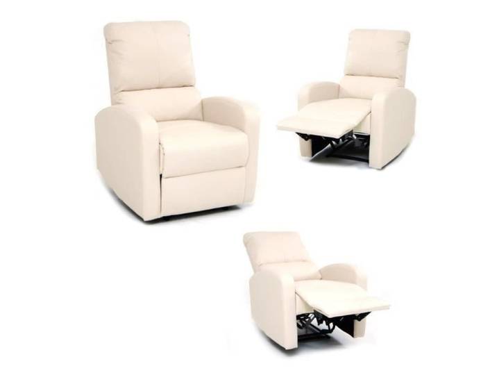 Fauteuil relax - FORTUNA - Inclinaison manuelle - Revêtement en PU - Couleur crème - 3 positions