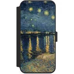 Nivocase Klapphülle für Apple iPhone 16 Plus Handyhülle aus Kunst Leder NIVOflip schwarz Kunst Malerei (Apple iPhone 16 Plus), Smartphone Hülle, Schwarz