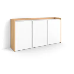 SIDEBOARD, Weiß und Eiche, 156/35/80cm