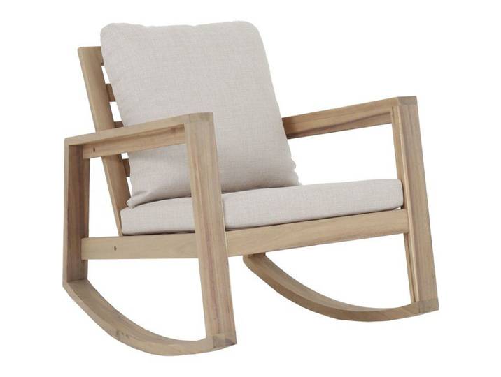 Fauteuil rocking chair de jardin Phuket - PROLOISIRS - - Bois acacia FSC - Coussins déhoussables inclus