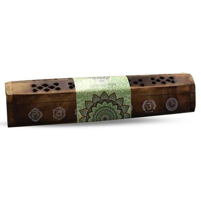 India Truhe '7 Chakren' Holz 30x6cm, Räucherstäbchenhalter