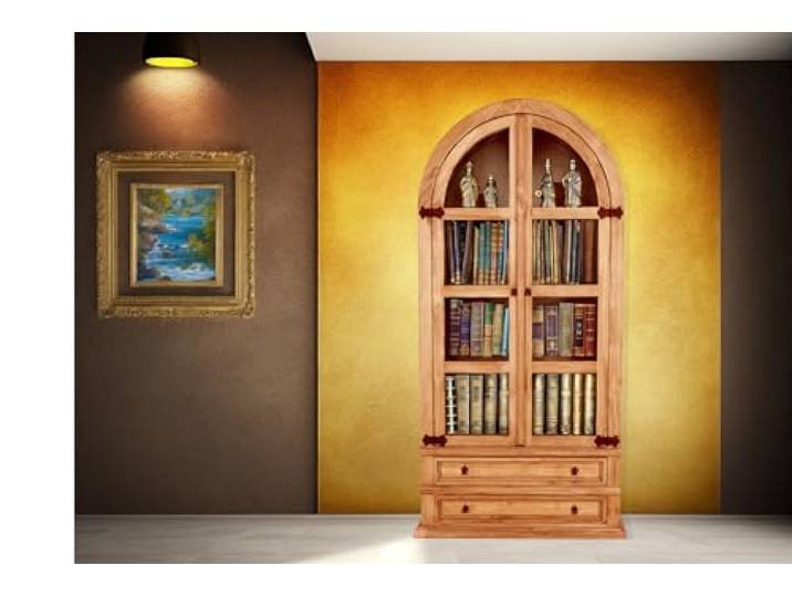 1a Direktimport Rundbogenvitrine Schrank - original Mexico Möbel - Landhausstil - Pinie Massivholz - mexikanisch