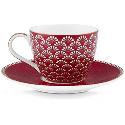 PIP Studio, Tasse, Espressotasse Untertasse BLOOMING TALES 2x120ml Fantasy Darkred (120 ml, 2x)