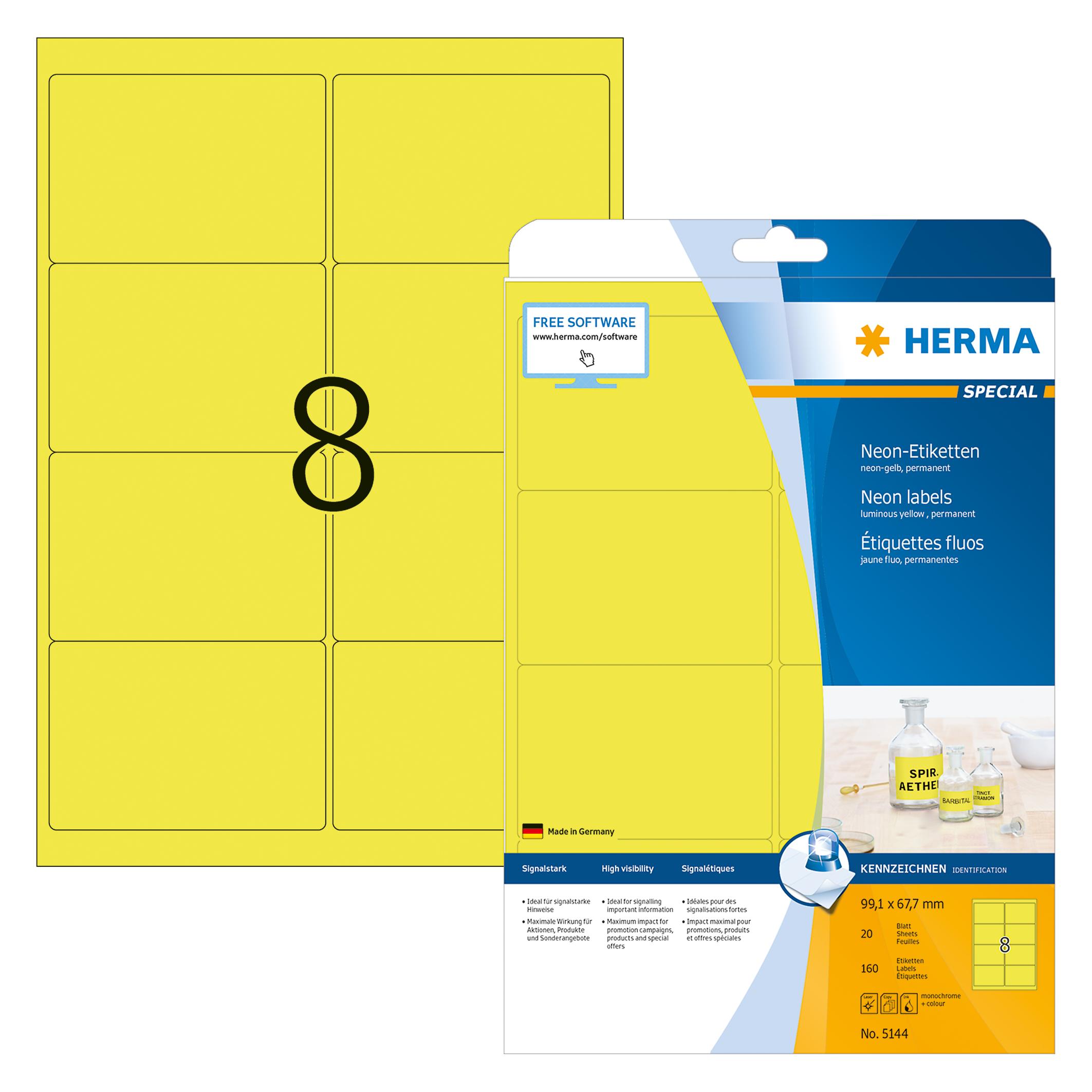 Herma Neon Etiketten A4 (5144)