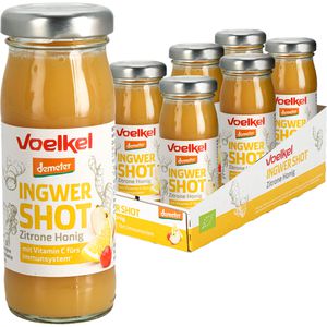 Voelkel Vitamin-Shot Ingwer Zitrone & Honig demeter, BIO, ohne Zuckerzusatz, in Glasflaschen, 8x 95 ml