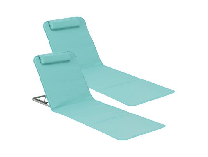 [en.casa] Strandmatten-Set 2 Tlg. Donostia, Türkis, Metall, 143x44x48 cm, Gartenmöbel, Gartenliegen