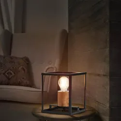 OSRAM Tischleuchte NAIROBI 1-flammig aus Stahl & Holz in Schwarz