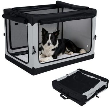 Costway Portable Collapsible Soft Dog Crate for Dogs with 4 Mesh Doors Removable Mat and Storage Pocket-L