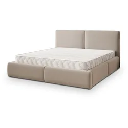 POLSTERBETT FELURO 140x200 cm mit Bettkästen - Beige