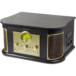 Technaxx TX-103 (Halbautomatisch), Plattenspieler, Schwarz, Braun, Gold