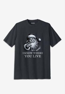 Men's Big & Tall Seasonal Graphic Tee by KingSize in Santa Knows (Size 5XL)