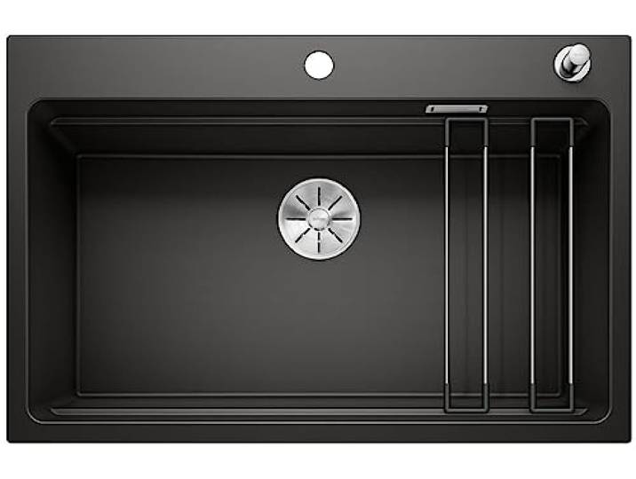 BLANCO ETAGON 8 Granitspüle aus SILGRANIT schwarz [78x51x23,2 cm] für 80 cm breite Unterschränke Systemkonzept mit vielseitig verwendbaren ETAGON-Schienen