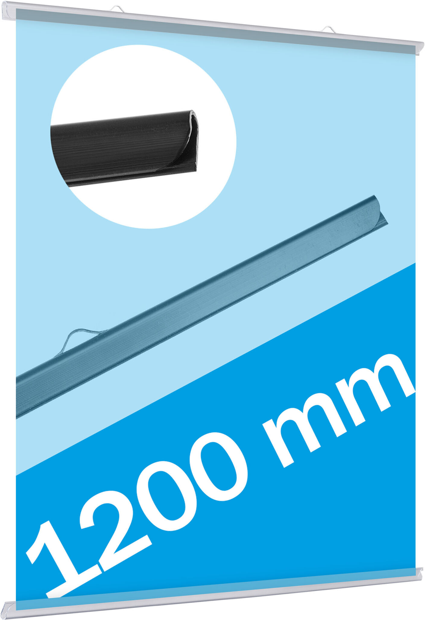 SPRINTIS Profils porte-affiches plastique, à insérer 2 crochets de suspension   transparent   1.200 mm