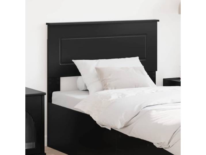 Modernes Kopfteil schwarz Eiche aus Holzwerkstoff, minimalistisches rechteckiges Design mit klaren Linien, leicht zu reinigen mit trockenem Tuch, bietet Unterstützung