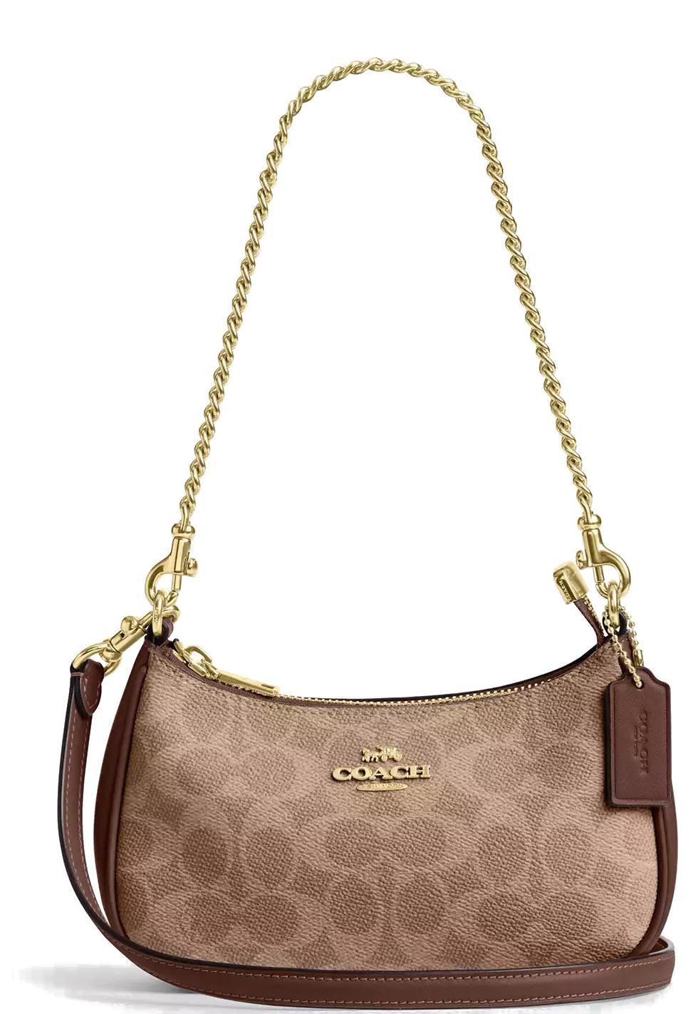 Coach Teri Mini Crossbody Tasche Damen Signature Canvas Tan Braun 20 x 12,5 x 6,5 cm