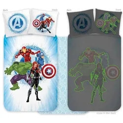 Procos, Kinderbettwäsche, Avengers im Dunkeln leuchtende Kinderbettwäsche (135 x 100 cm, 60 x 40 cm)