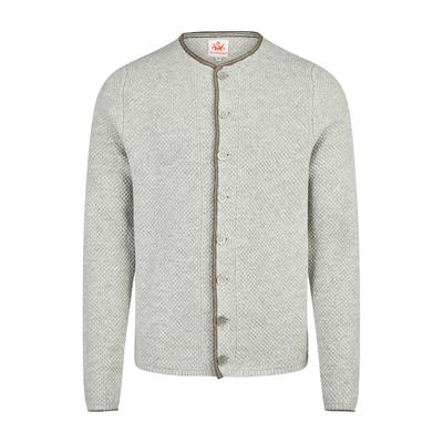 Trachtenstrickjacke SPIETH & WENSKY "Spieth & Wensky Strickjacke Klemens", Herren, Gr. S, grau (hellgrau), Obermaterial: 50% Wolle WO. 50% Polyamid PA., uni, regular fit, Strickjacken, mit Stehkragen