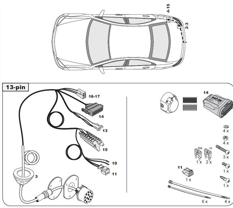 FAISCEAU SPECIFIQUE 13 BROCHES POUR MERCEDES CLS SHOOTING BRAKE (10/12-)