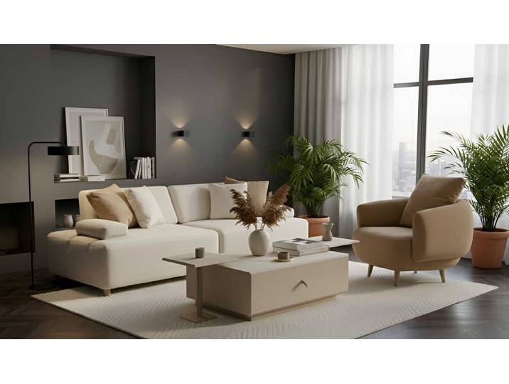 JVmoebel Wohnzimmer-Set Modernes Wohnzimmer-Set mit 3-Sitzer Sofa, Sesseln und Couchtisch, (3-St)