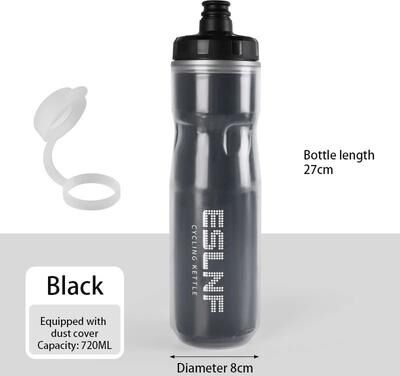 Uplift Essentials 720 Ml Dual Layer Bicycle Water Bottle For Outdoor Cycling black