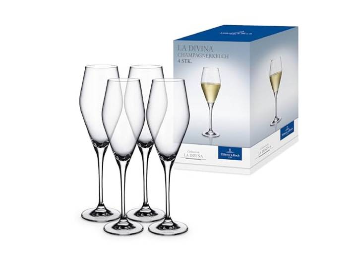 Villeroy & Boch - La Divina Flûte à Champagne Set 4 Pièces Transparent\, Garanti Lave-Vaisselle\, Verre à Mousseux et Champagne\, Set Verres Champagne Cristal\, Cristallin
