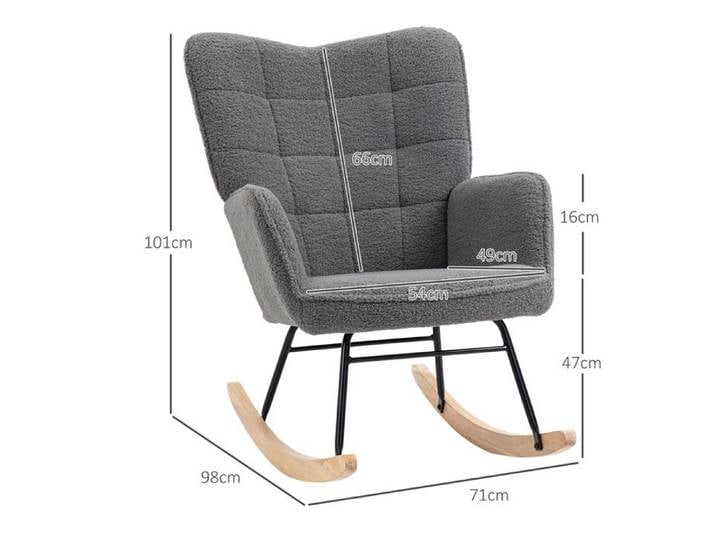 Fauteuil à bascule fauteuil à bascule avec aspect toison berbère accoudoirs fauteuil rembourré avec patins en bois fauteuil de r